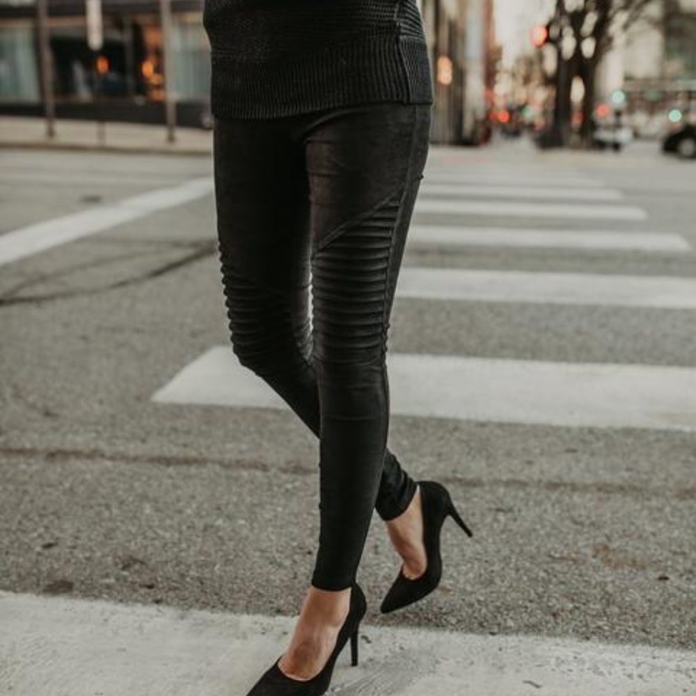STYLE & SLAY FAUX SUEDE MOTO LEGGINGS - VICI